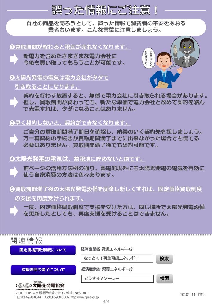 「固定価格での買取期間満了」についての告知ツール